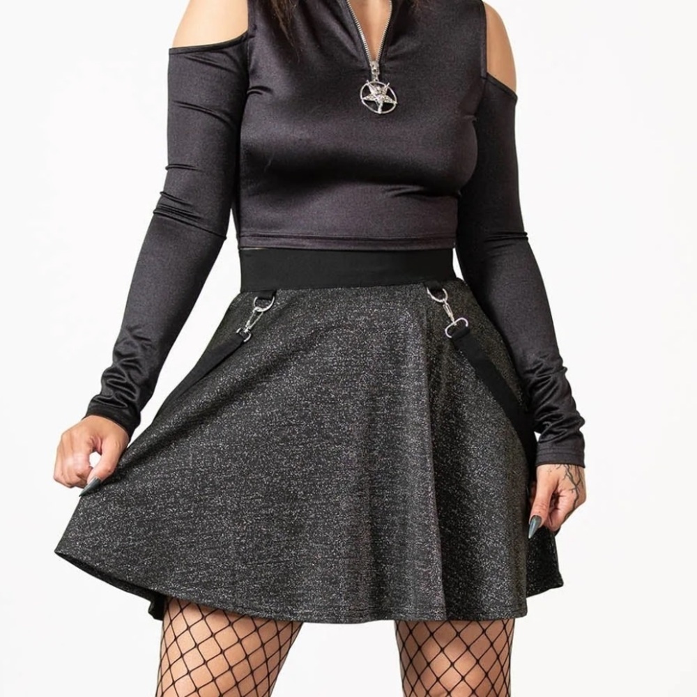 Killstar Gray Mini Skater Skirt for Night Out Size M